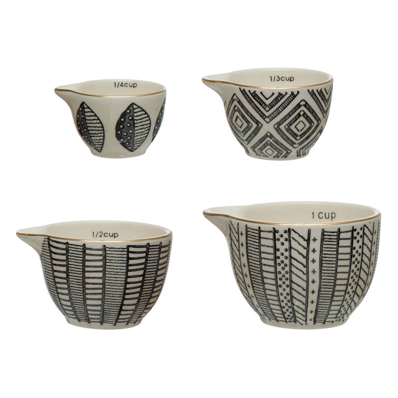 Hello Honey® Black & White Stoneware Measuring Cups Set, 4ct.